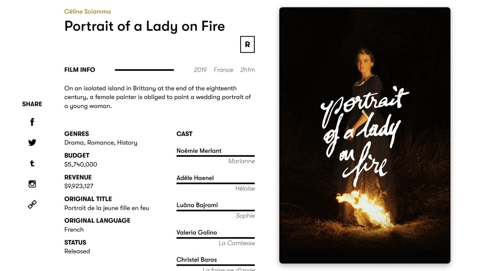 Film Discovery Platform - Movie detail page interface