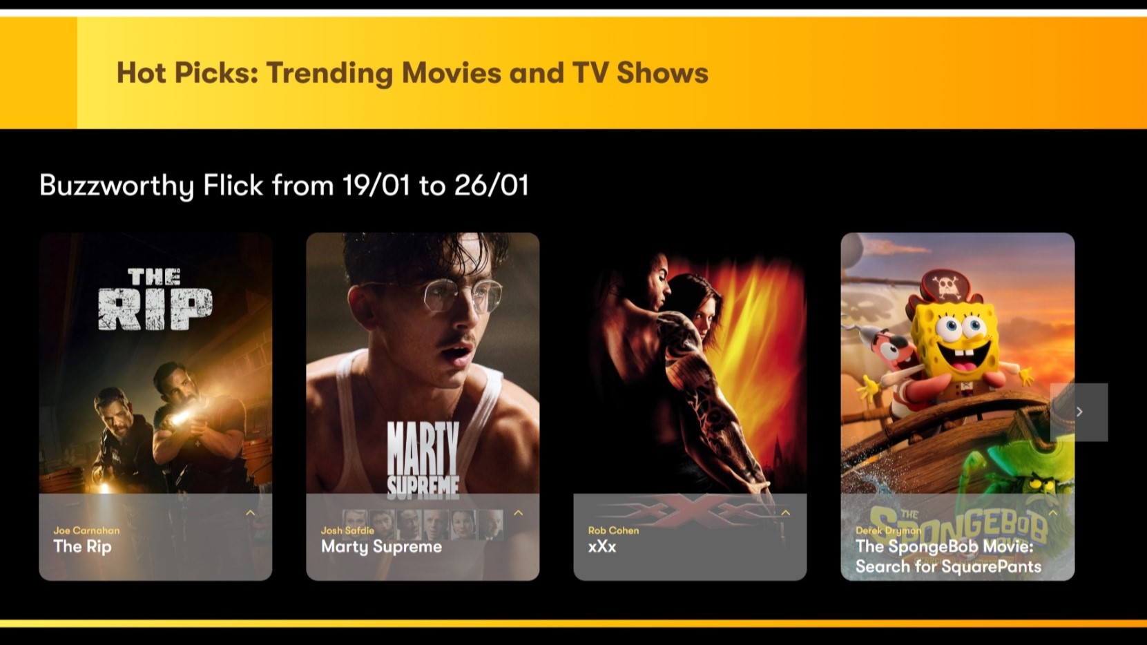 Trending section showing popular content