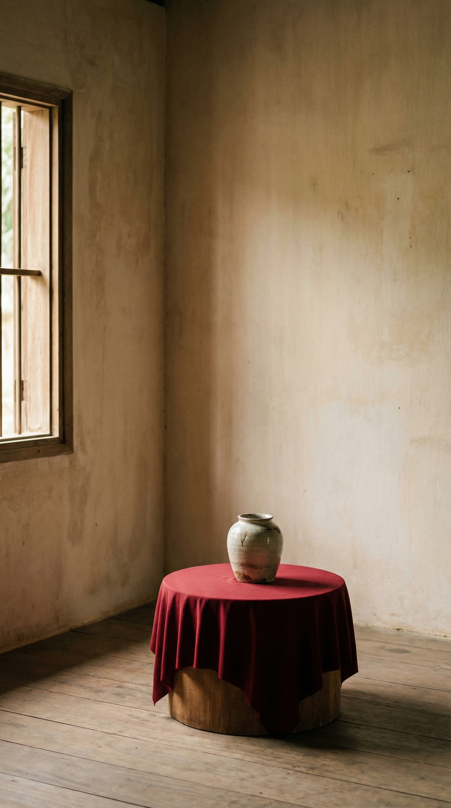 Model in a traditional Vietnamese house setting surrounded by cultural elements