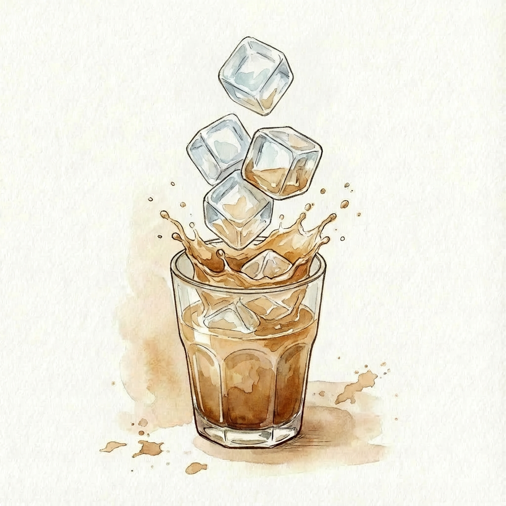 Adding ice to complete the Vietnamese iced coffee